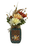 AGD Fall Decor - Happy Autumn Floral Wood Mason Jar Display Model