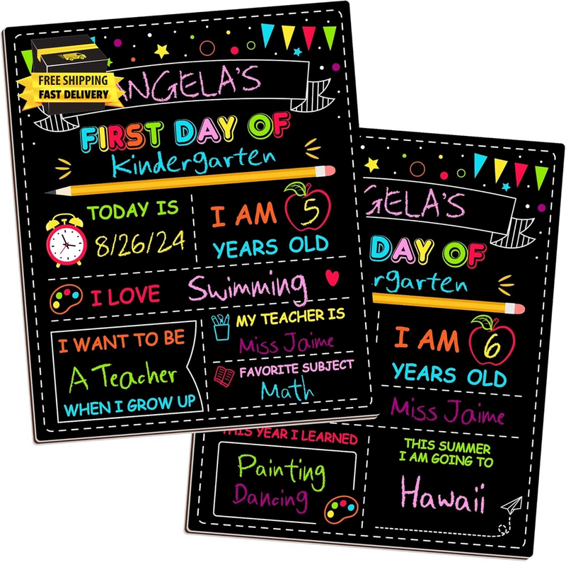 Double-Sided First Day of School Sign Board, 12 ¡Á 10 Inches Back to School Sign, Model