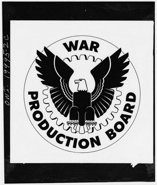Photo:War Production Board Eagle Logo 1940s Office Sign Emergency WWII Model