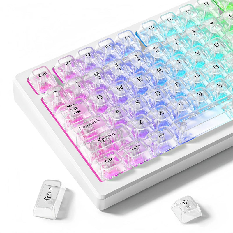 dagaladoo Clear keycaps,Transparent Keyboard keycaps,Jelly Key caps Set,Shine Model