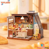 Rolife DIY Miniature Dollhouse Kit Baking Kitchen with LED Light Craft Gift Model