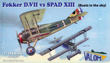 Valom Models 1/144 FOKKER D.VII versus SPAD XIII Four Kits in Box! Model
