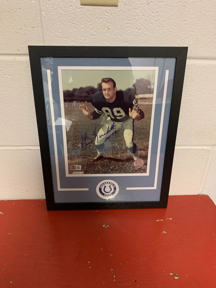 Framed 8x10 GINO MARCHETTI COLTS Photo Signed BAS COA Custom Matte Board Model