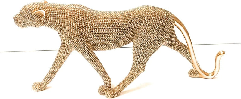 7" Decorative Gold Leopard Figurine Textured Resin Home Decor QMH20232-48 Model