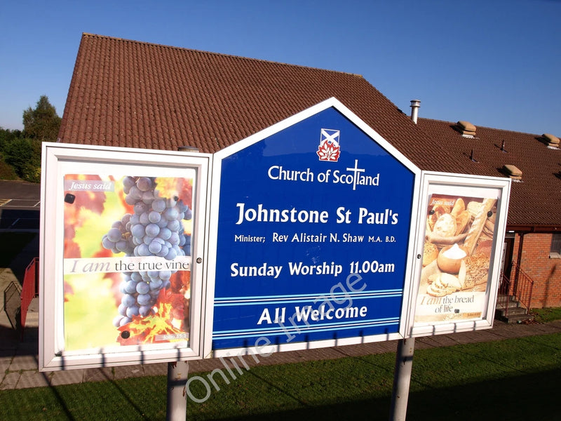 Photo 6x4 Church Sign board Johnstone/NS4362 Johnstone St. Paul's c2010 Model