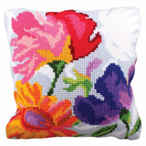 CdA stamped cross stitch kit cushion "Stylish Flowers" 5227, 40x40cm, DIY Model