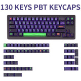 Ergonomic Cherry MX Keycaps Set 130 Keys PBT Purple Keycaps Model