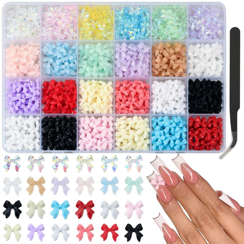 800 Pcs 3D Nail Bow Charms 11 Colors for Nail Art DIY Manicure Crafts Model