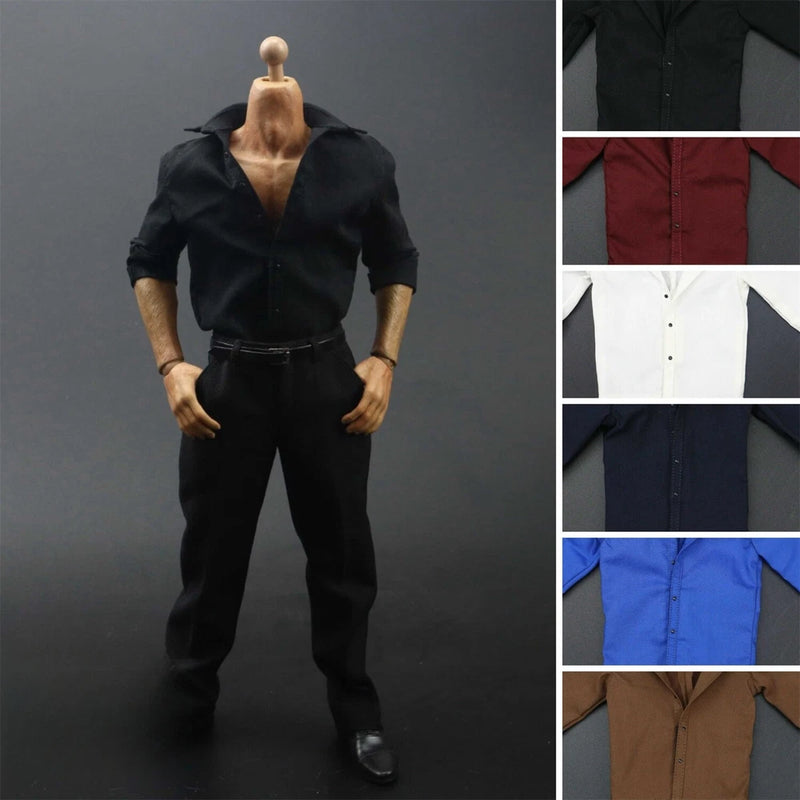 1/6 Man Open Collar Formal Shirt Clother Model Fit 12in Male Body Action Figures Model