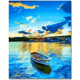 Paint By Numbers Adults kids Lake Boat Sea DIY Painting Kit 40x50CM Canvas Model