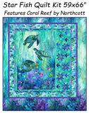 Star Fish Quilt kit 59-66"  Northcott Coral Reef Collection Sea Turtle Ocean Sea Model