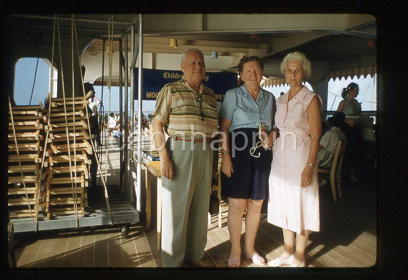 Vintage 1959 Slide Photo People On Board SS ARGENTINA Cruise Ship Model