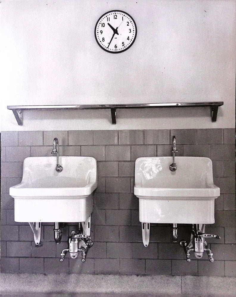 Vintage Art Board Photograph Hospital Sinks Under Clock Charm Life Contest Entry Model