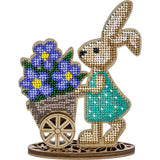 DIY Bead Embroidery Kit on Wood Easter Bunny with Eggs Beadwork Beaded Craft Set Model