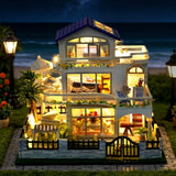 DIY Diorama Dollhouse Model Kits W/Furniture LED Wooden Street Buildings Gift US Model