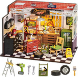 Rolife LED DIY Wooden Dollhouse Miniature Garage Workshop  Kit Kids Gift Model