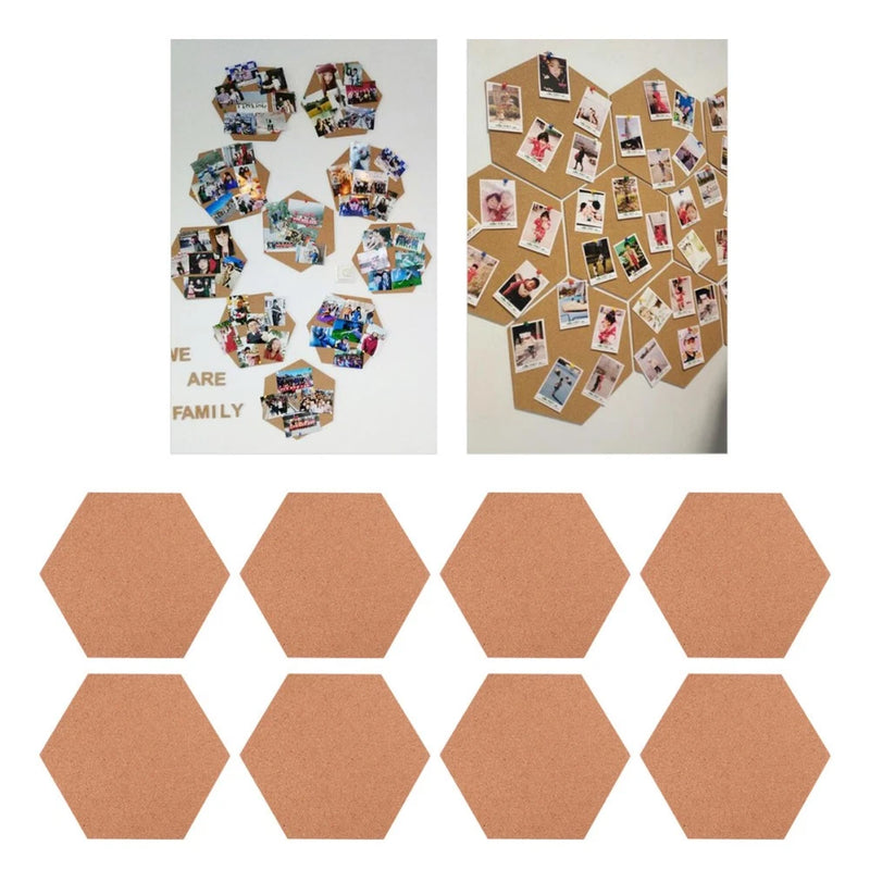 8Pcs Wooden Memo Boards with Adhesive Back Reusable Photo Wall Brown Model