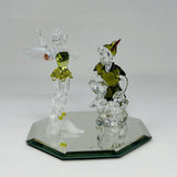 Peter Pan & Tinkerbell Disney Swarovski Crystal Figurines + Display Mirror Model