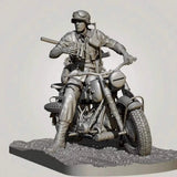 1/16 3D Print Model Kit German Soldier Motorcyclist (with moto, no base) WW2 Unp Model