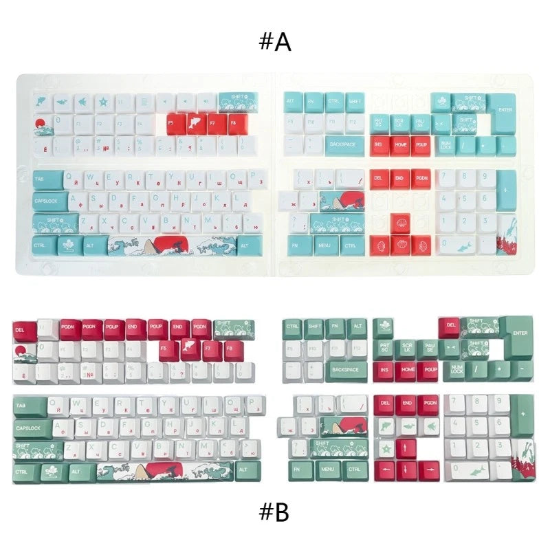 Coral Sea Themed Russian Keycap for 87/98/104/108 Mechanical Keyboards XDA OEM Model