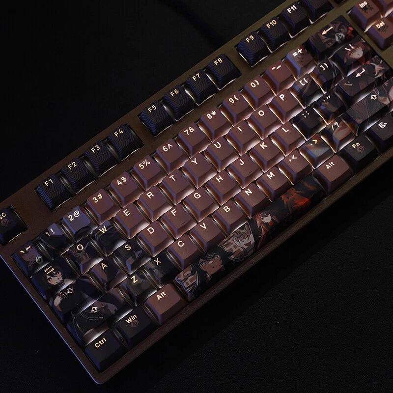Genshin Impact Hu Tao Transparent 108 Keys PBT Keycaps Cherry MX for Mechanical Model