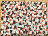 French Bulletin Board Photo Memo Aqua Blue Coral White Floral Print 9 x 12 inch Model