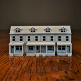 Z-Scale Pennsylvania Row House 4 Unit Model Brick&Wood Ext. 1:220 Scale Building Model