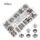 153Pcs(50Set) 10mm Screw Snap Kit Stainless Steel Snaps Button with Tool Model