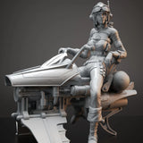 1/24Scale Figure lybbia Girl flying motorcycle Resin Model Unpainted Unassembled Model