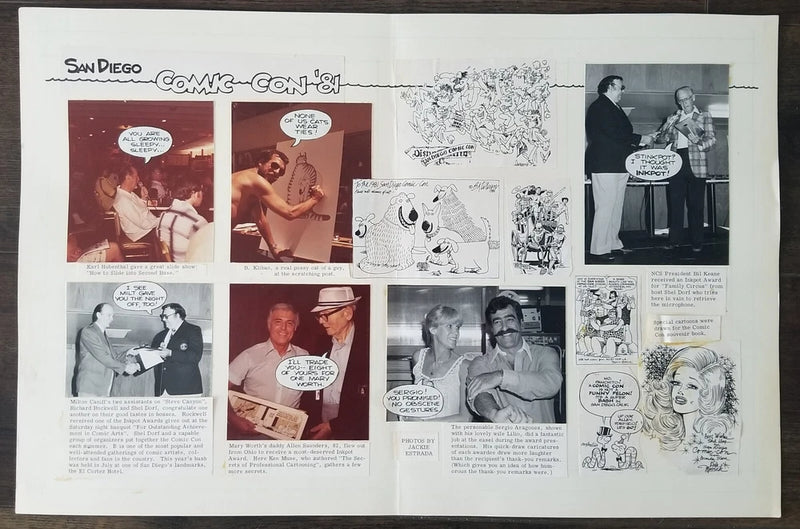 San Diego Comic Con 1981 Photo Board Collage Cartoonists Vintage 23x15 Estrada Model