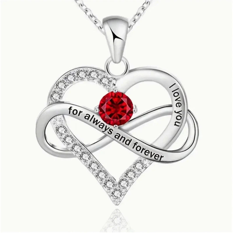 Elegant Birthstone with Heart Pendant Necklace, Jewelry Gift for Women, Teens Charms