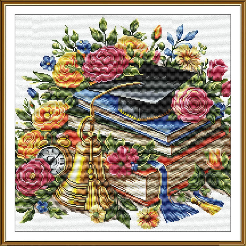 DIY Cross stitch kit "Graduation" School Craft Art Unique Gift Model