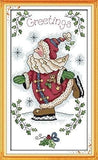 Happy Forever 11CT Stamped Cross Stitch, K630 Skating Santa Claus, Size 10x16'' Model