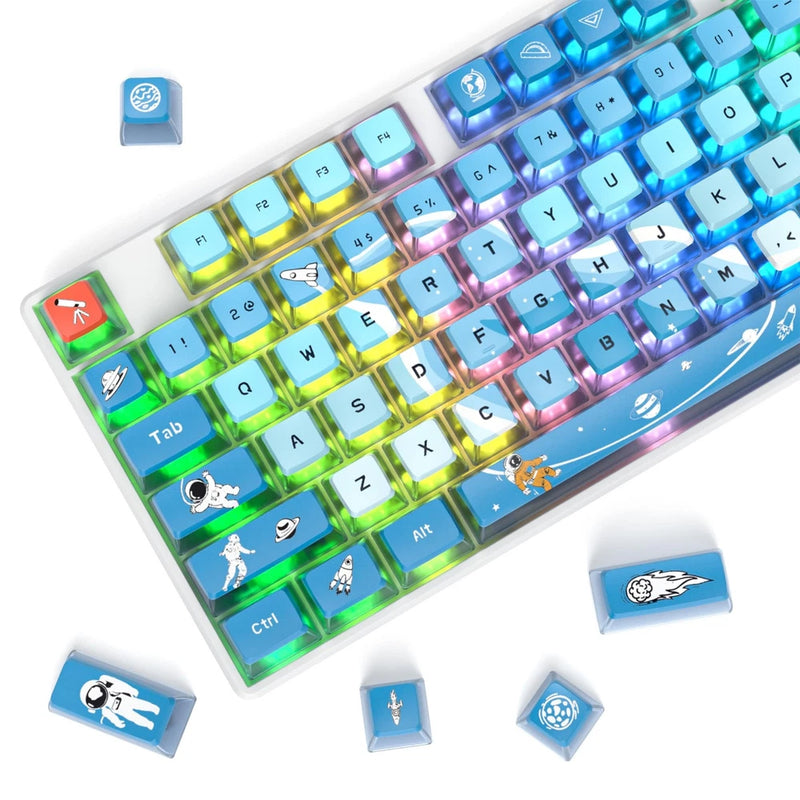 120 Keys ASA Profile PBT Pudding Keycap Space Keycaps Dye-Sublimation Custom Model