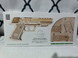Ugears Model Handgun Wolf 01 Assemble Wood Mechanical Toy Rubber Bands NEW Model
