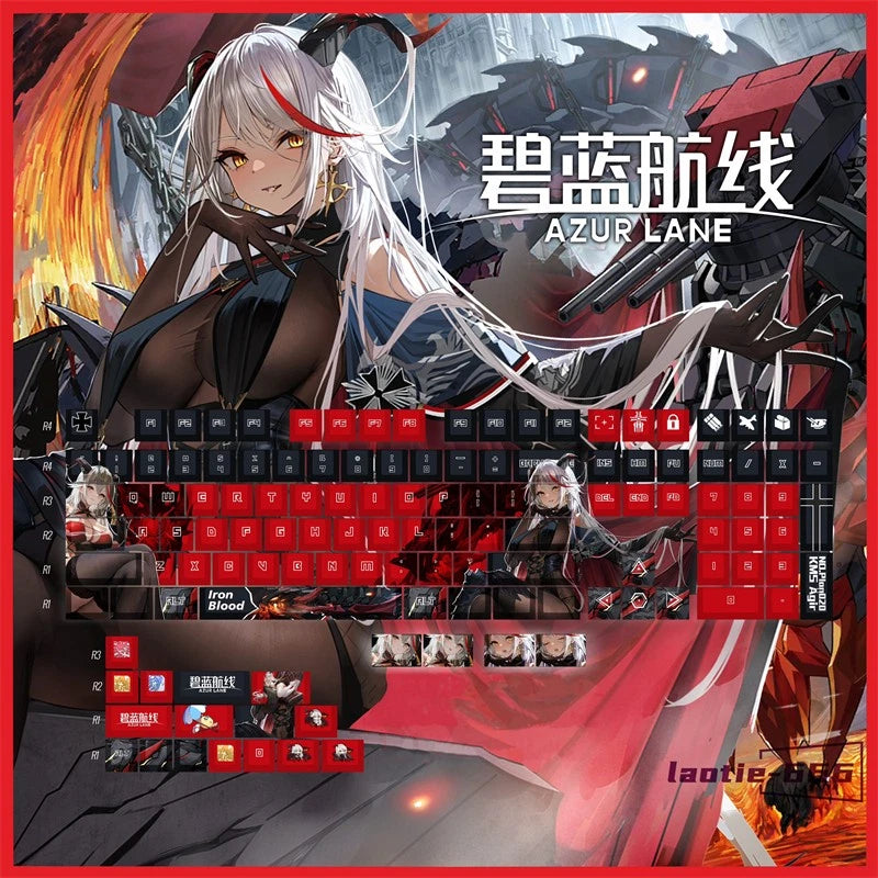 Azur Lane KMS ?gir 128 Keycaps Anime Cherry PBT Dye-sub for Cherry MX Keyboard Model