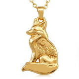 Fox Pendant Necklace Forest Night Moon Nature Mountain Charm 14K Gold Unique Charms
