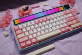 1.7mm Thickness Pink White Flower Cherry Profile Dye-sub PBT Keycap Set Model