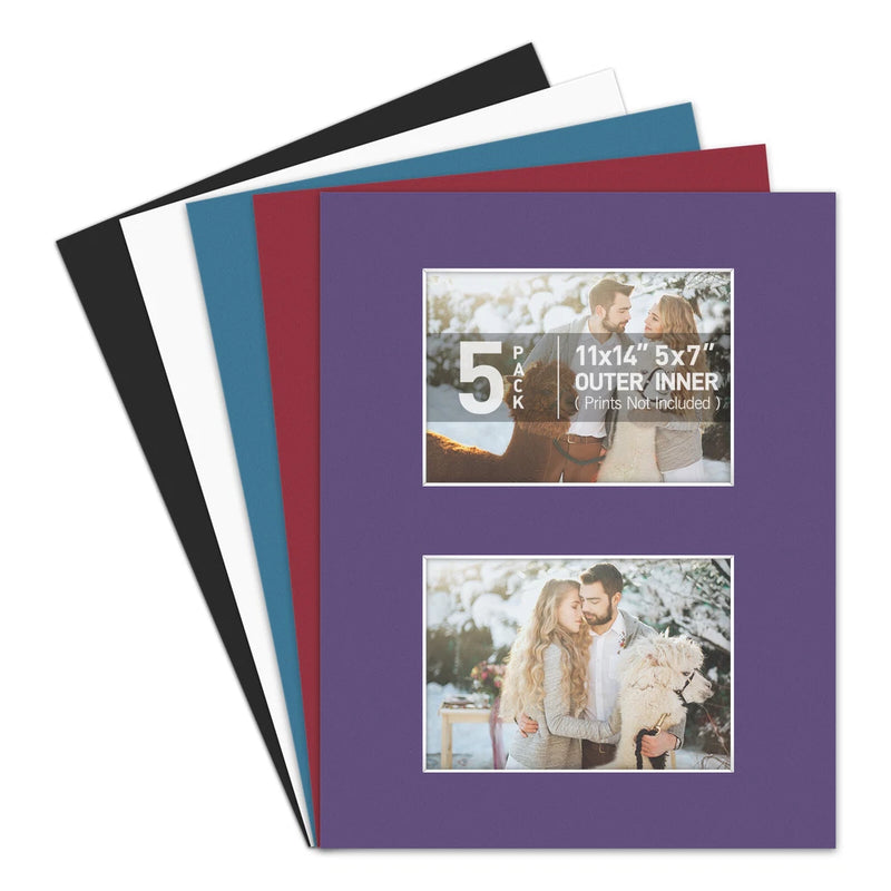 5 Pack 11x14 Photo Mat Boards White Core 4-Ply Acid-Free DIY Picture Framing Model