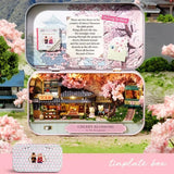 Battoom DIY Wooden Dollhouse Kit Miniature Tin Box Theatre with LED Light Model