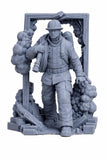 Firefighter Miniature Resin Figure, Unpainted Fireman Statue, Smoke Doorway Model