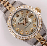 Rolex Datejust 26mm 18K Two-Tone Jubilee Diamond Bezel Silver Diamond Dial Model