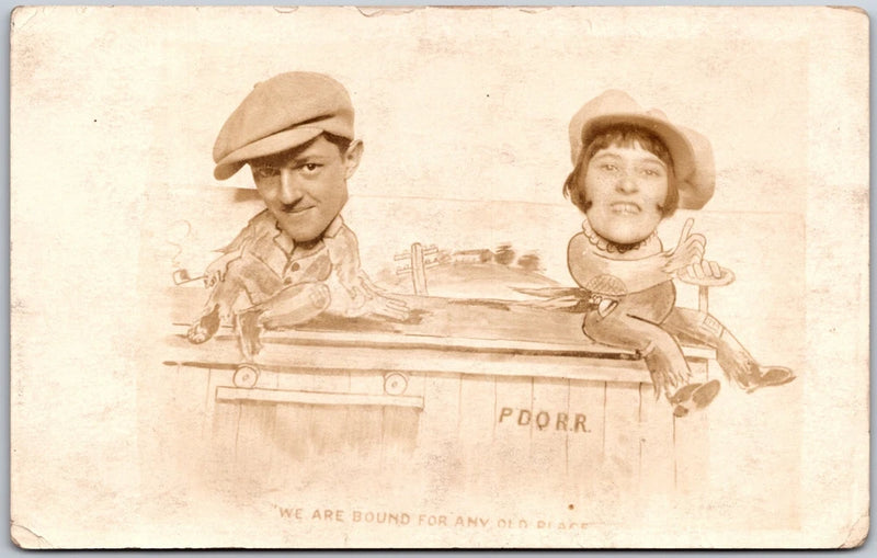 Big Head Painted Prop Board Funny Cartoon Illustrations Photo RPPC Postcard Model