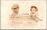 Big Head Painted Prop Board Funny Cartoon Illustrations Photo RPPC Postcard Model