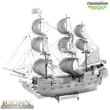 Metal Earth ICONX Premium Black Pearl Pirate Ship 3D DIY Model Kit Puzzle Model