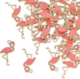 40x Gold Plated Flamingo Charms Enamel Charms for Jewelry Making Craft Finding Charms