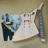 Explorer Style Unfinished DIY Electric Guitar Kit Mahogany Body Rosewood Fretboa Model