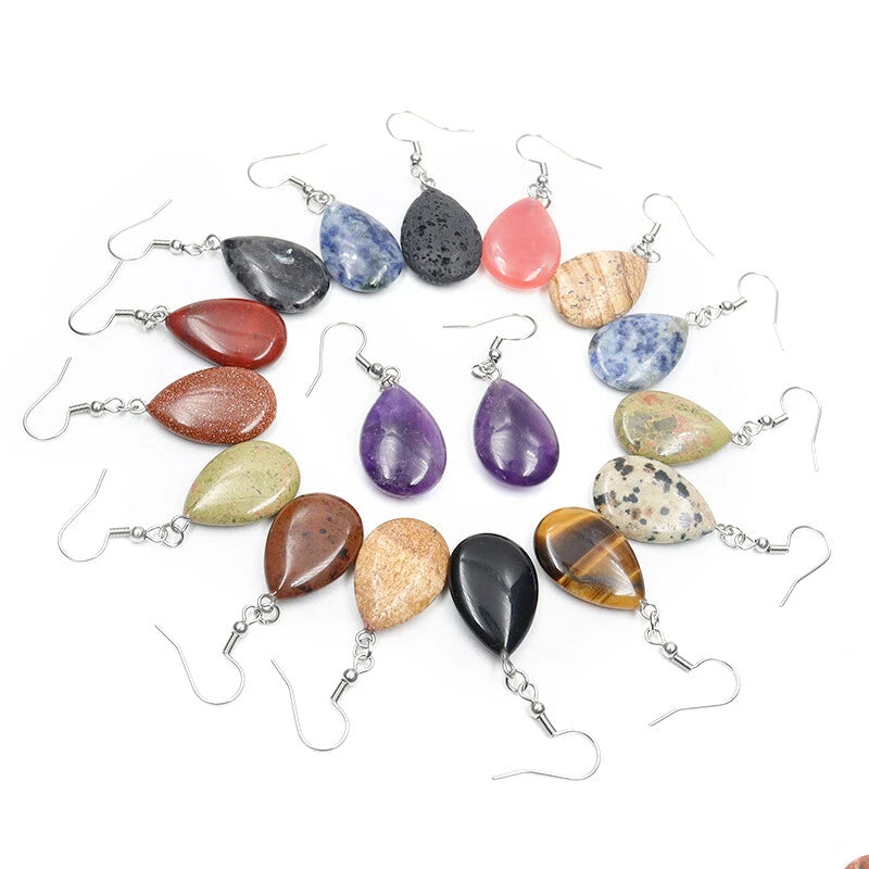 Assorted Charms Water drop Earring Pendants Reiki Stone Bead for Jewelry Making Charms