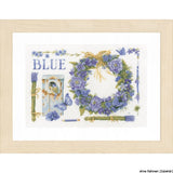 Lanarte cross stitch kit "lavender wreath with Aida blue Meise", counted, DIY Model