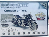 Wooden City Cruiser Mechanical 3D V-Twin Motorcycle Model New Sealed Model